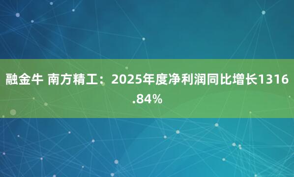 融金牛 南方精工：2025年度净利润同比增长1316.84%